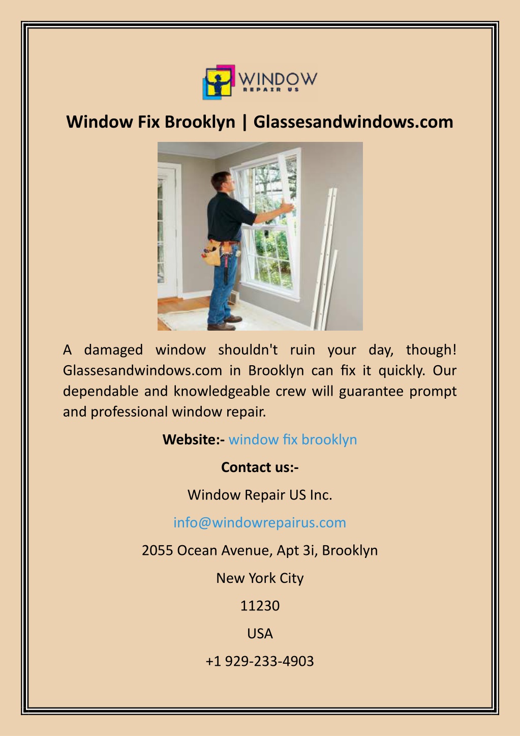 Ppt Window Fix Brooklyn Glassesandwindows Powerpoint Presentation