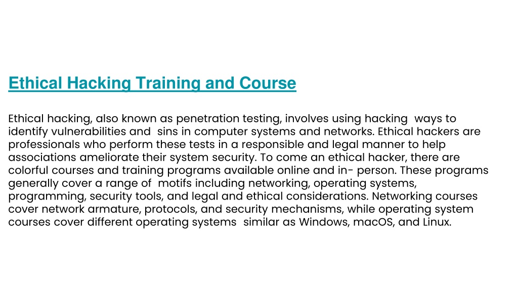 PPT Exploring The World Of Ethical Hacking Types Training And