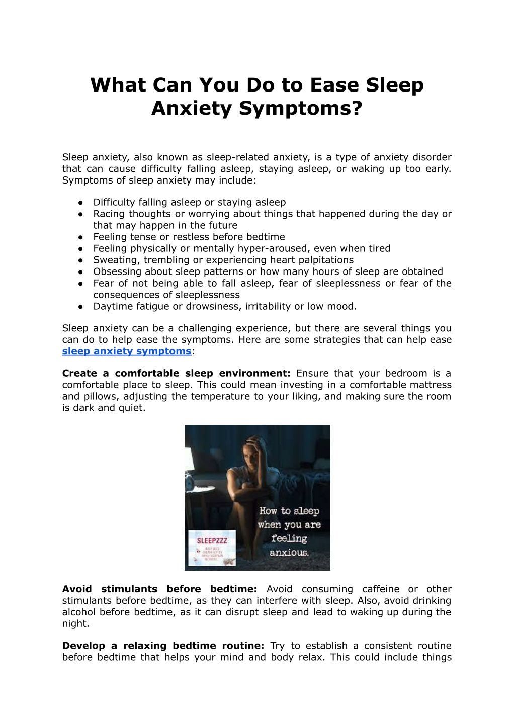 PPT What Can You Do To Ease Sleep Anxiety Symptoms PowerPoint