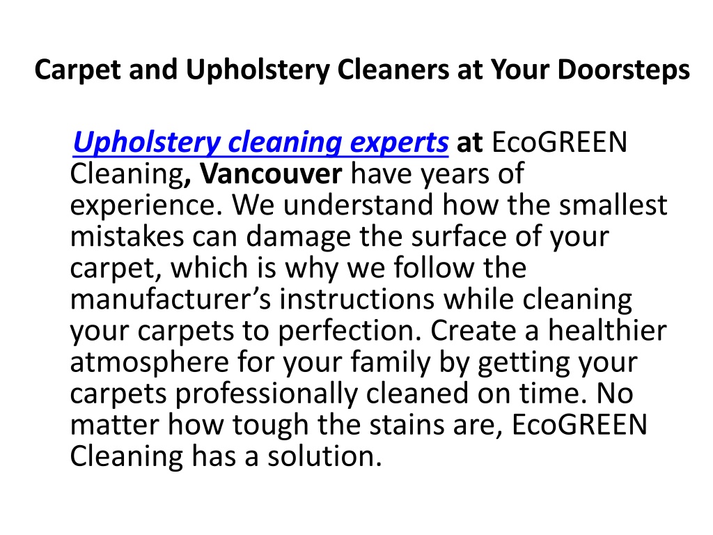 PPT Welcome To EcoGREEN Cleaning Services Vancouver PowerPoint