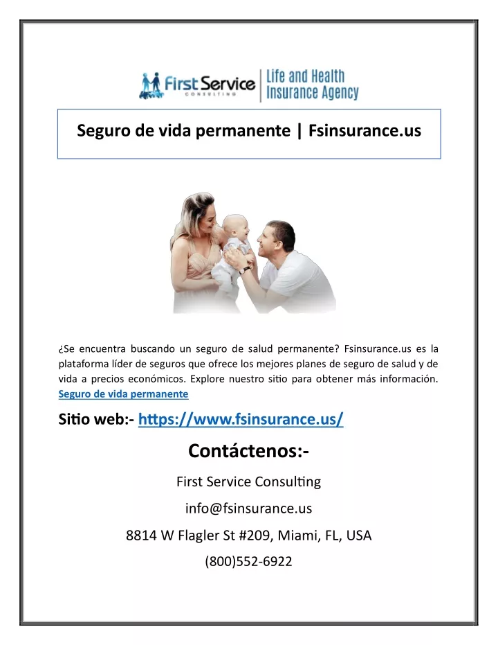 Ppt Seguro De Vida Permanente Fsinsurance Us Powerpoint