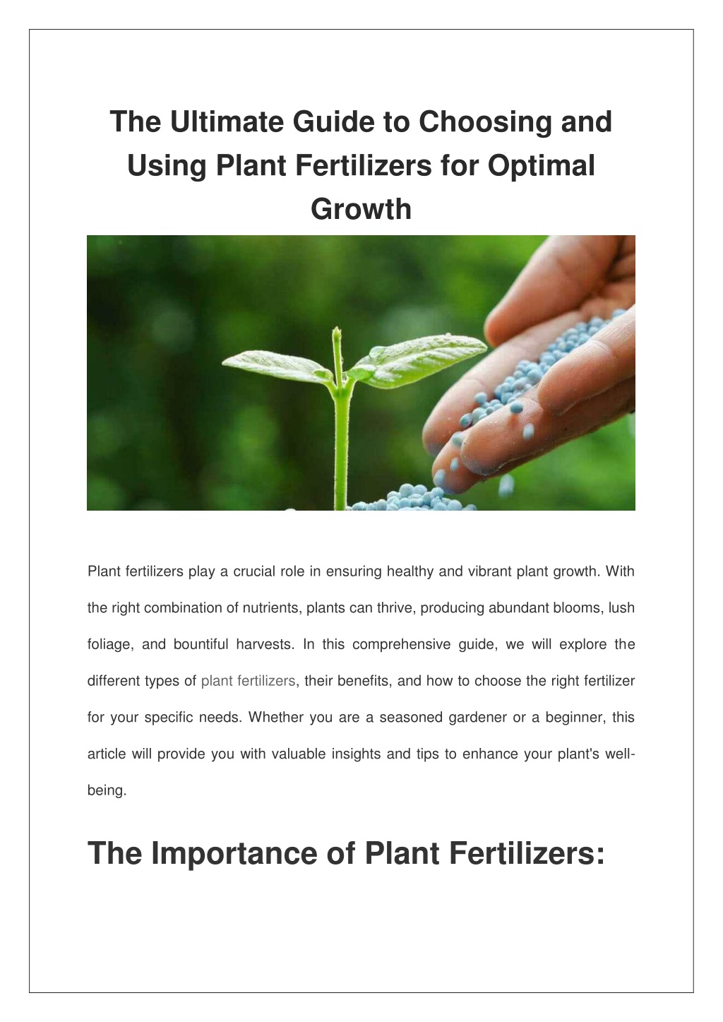 Ppt The Ultimate Guide To Choosing And Using Plant Fertilizers For