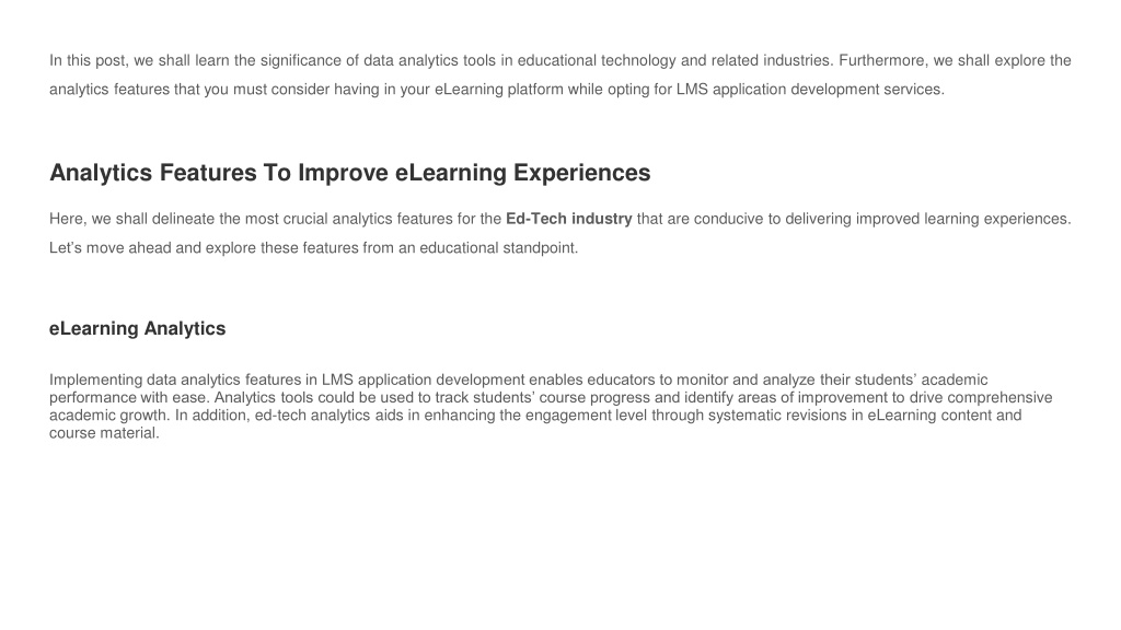 Ppt The Importance Of Data Analytics In Lms Application Development