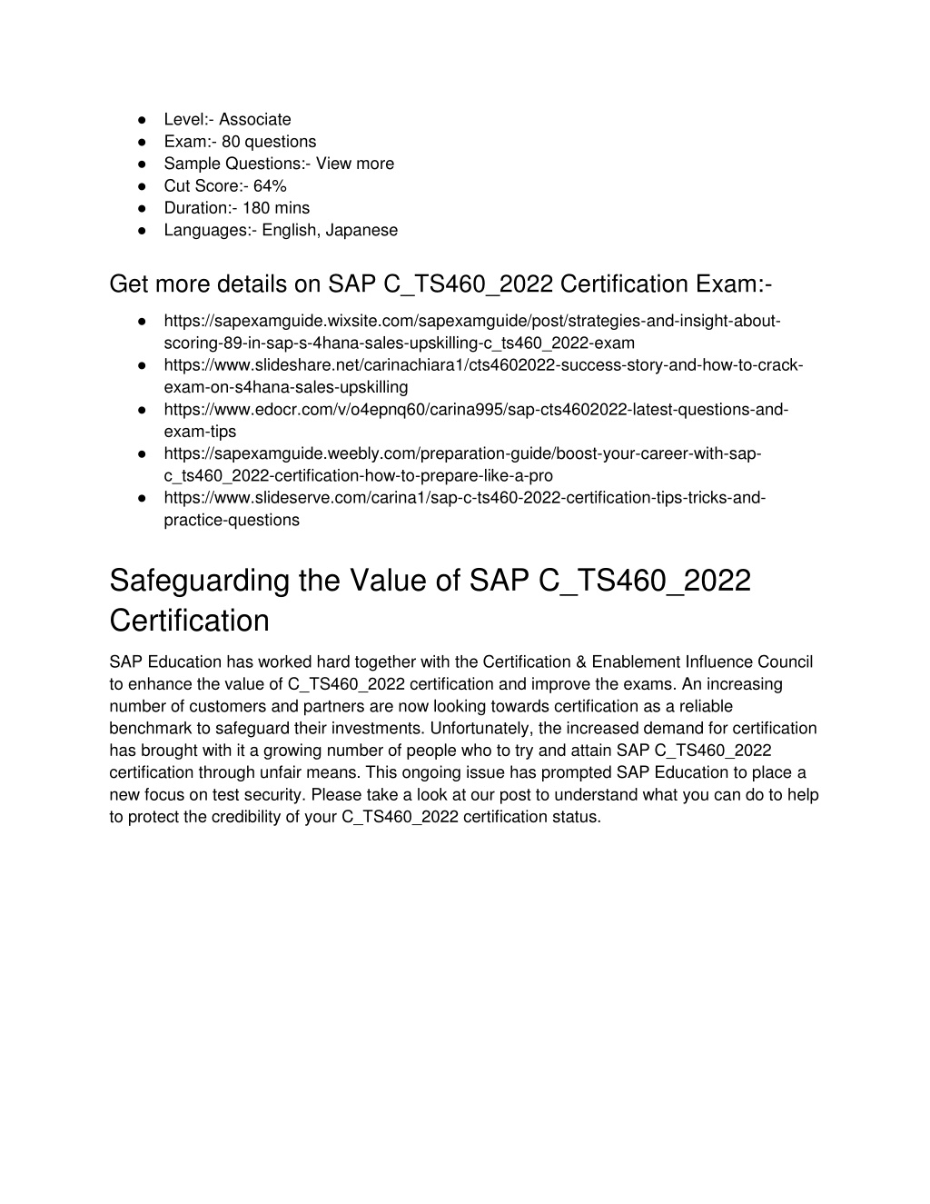 Ppt Sap C Ts Certification Description Powerpoint