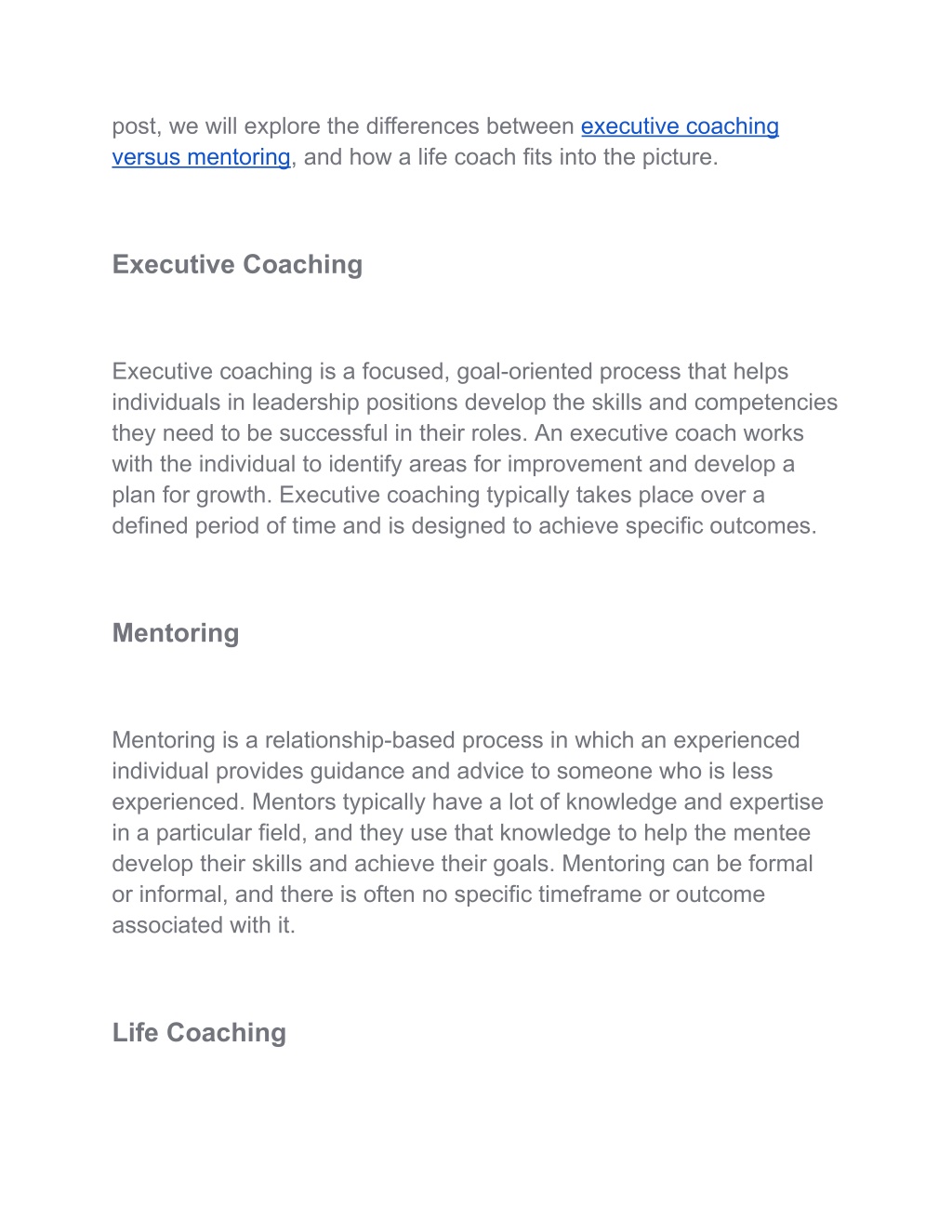 Ppt Executive Coaching Vs Mentoring Whats The Difference And How