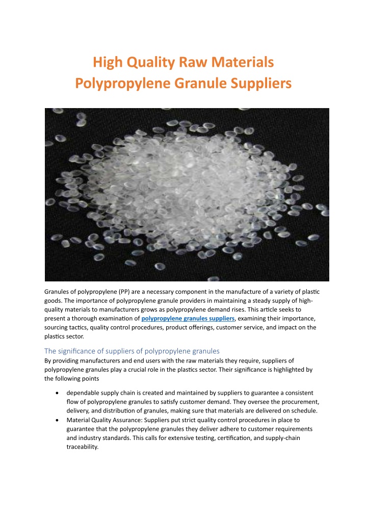 Ppt Polypropylene Granules Suppliers Powerpoint Presentation Free