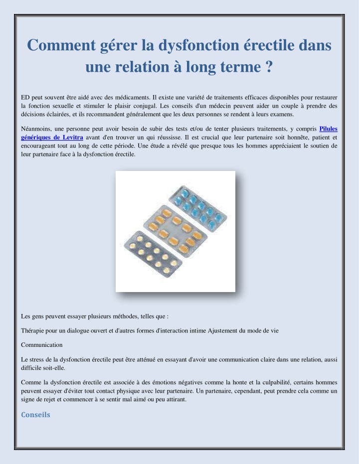 Ppt Comment G Rer La Dysfonction Rectile Dans Une Relation Long