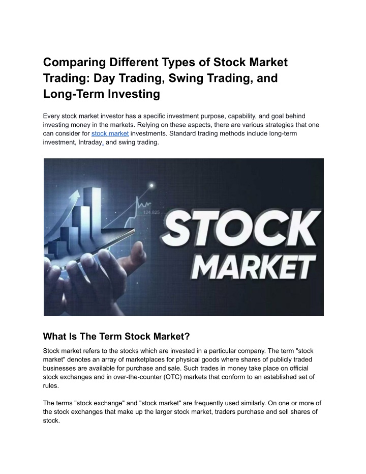 PPT Comparing Different Types Of Stock Market Trading Day Trading