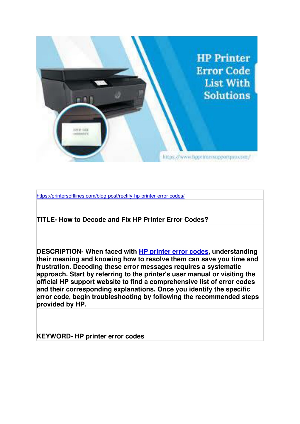 PPT How To Decode And Fix HP Printer Error Codes PowerPoint