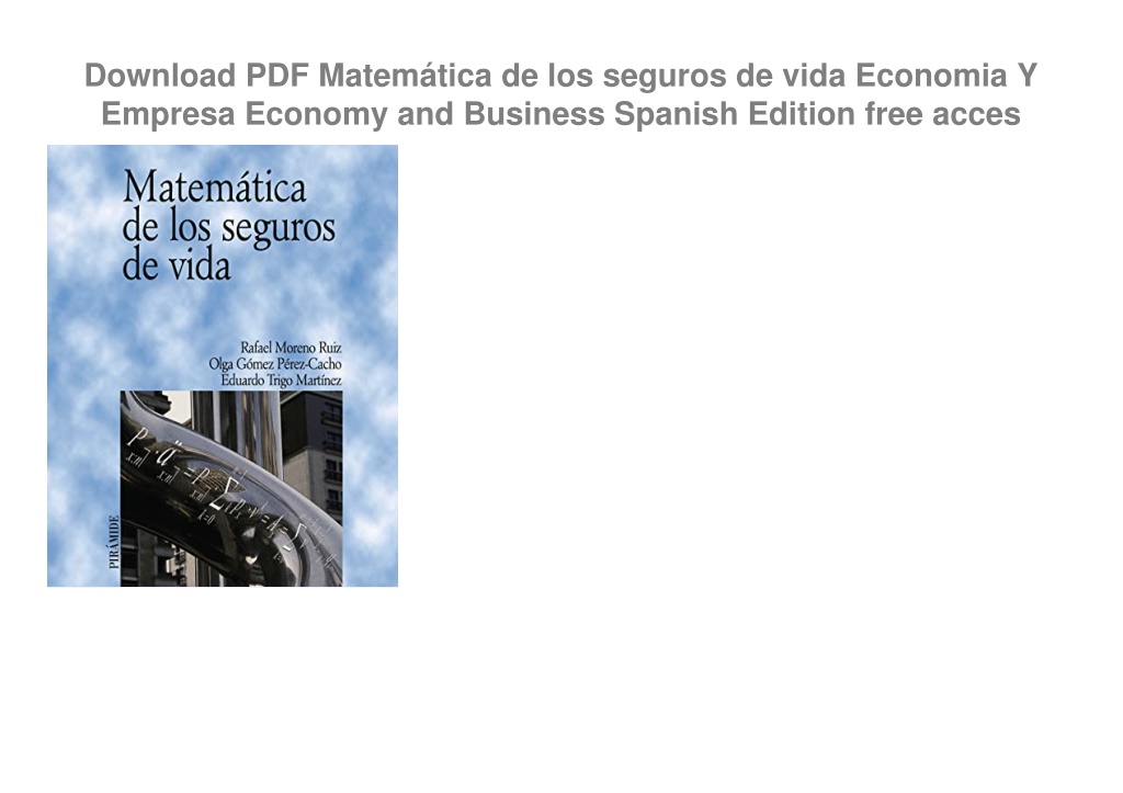 PPT Download PDF Matemática de los seguros de vida Economia Y Empresa