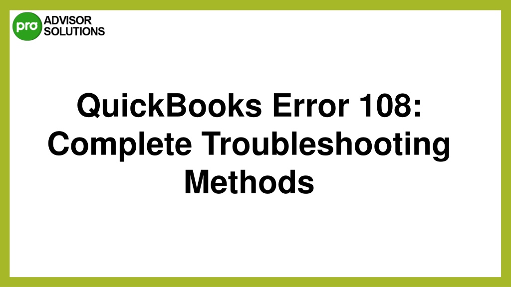 Ppt A Quick Way To Fix Quickbooks Error Powerpoint Presentation