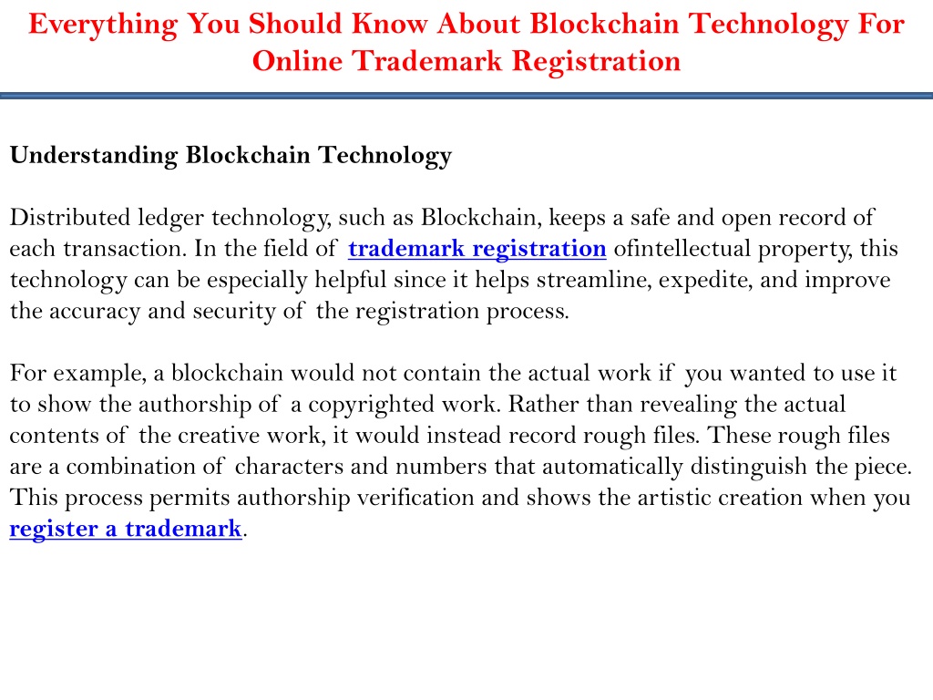 PPT Everything You Should Know About Blockchain Technology For Online Trademark Registration