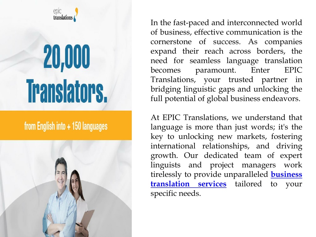 Ppt Breaking Barriers The Power Of Epic Translations In Global