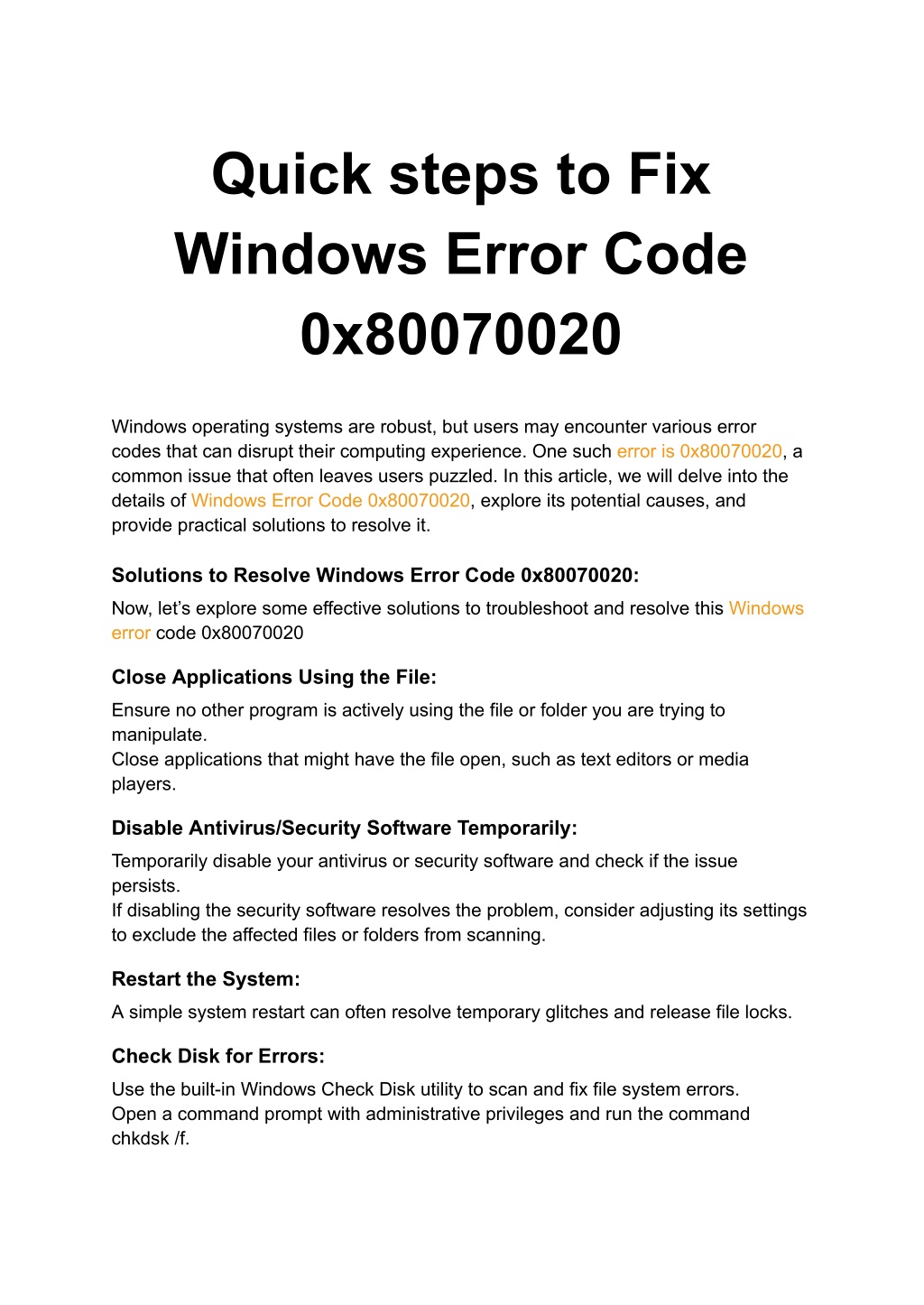 Ppt Quick Steps To Fix Windows Error Code X Powerpoint