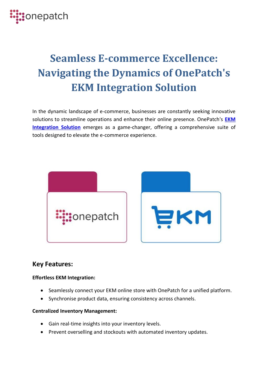 PPT Navigating The Dynamics Of OnePatch S EKM Integration Solution