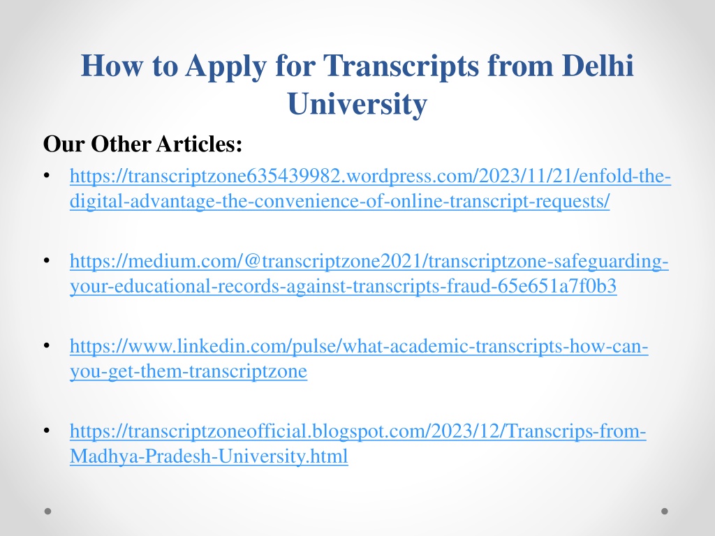 Ppt How To Apply For Transcripts From Delhi University Powerpoint