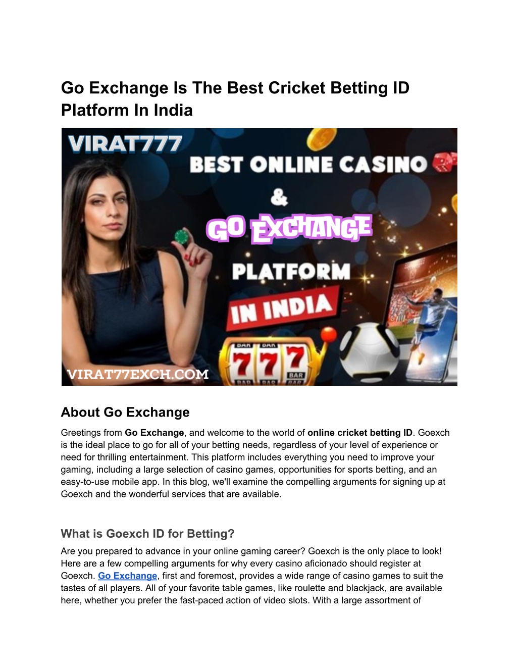 PPT Go Exchange Is The Best Cricket Betting ID Platform In India