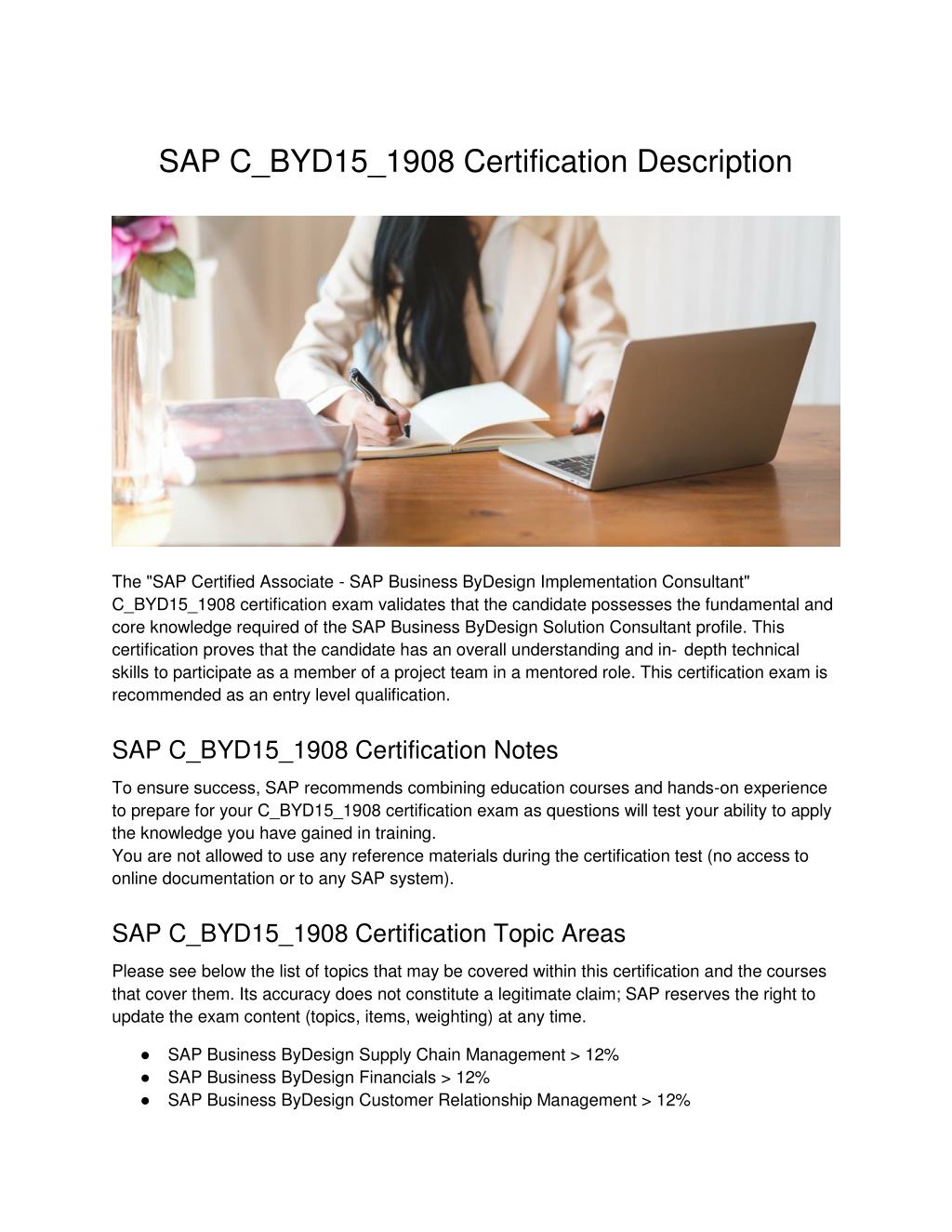 Ppt Sap C Byd Certification Description Powerpoint