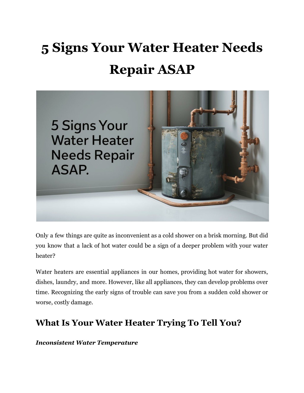 PPT 5 Signs Your Water Heater Needs Repair ASAP PowerPoint