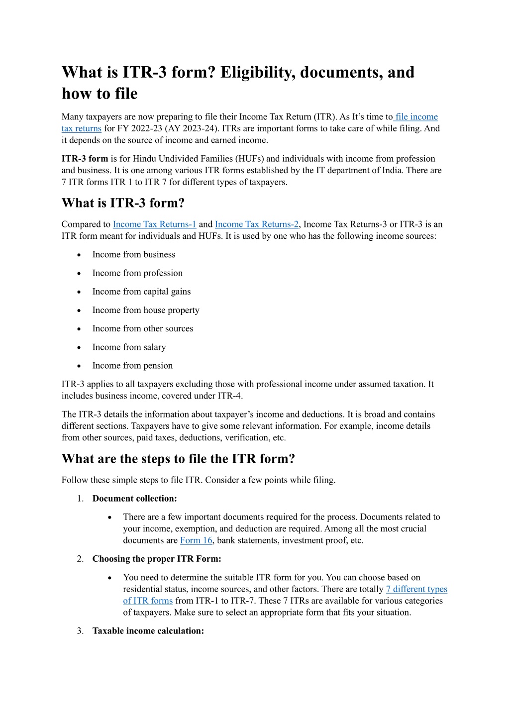 PPT What Is ITR 3 Form Eligibility Documents And How To File Tax