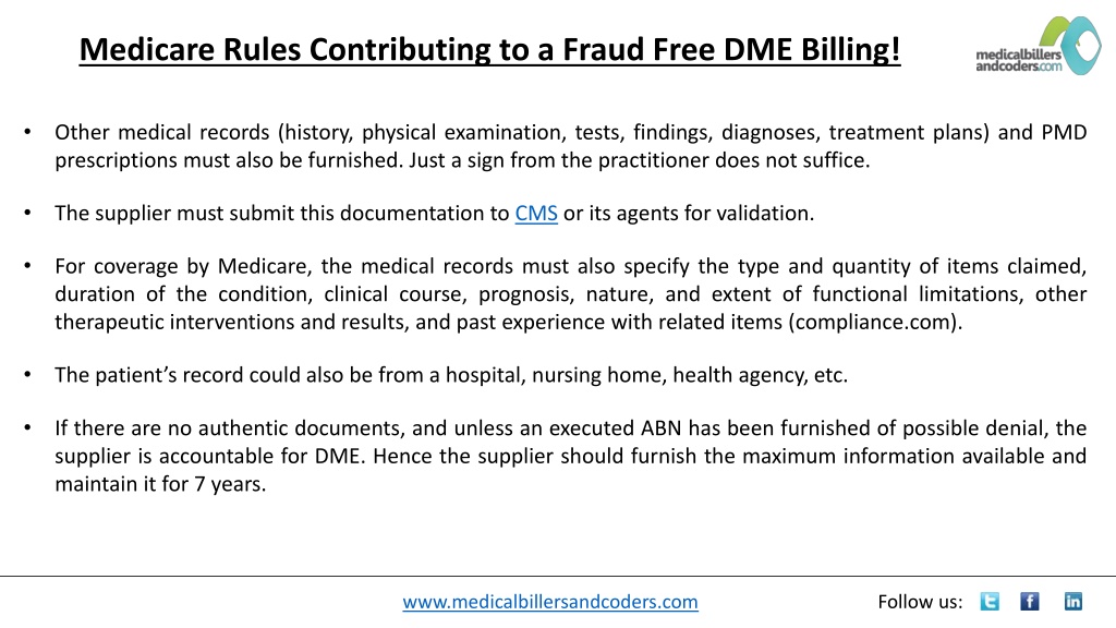 PPT - Medicare Rules Contributing to a Fraud Free DME Billing ...