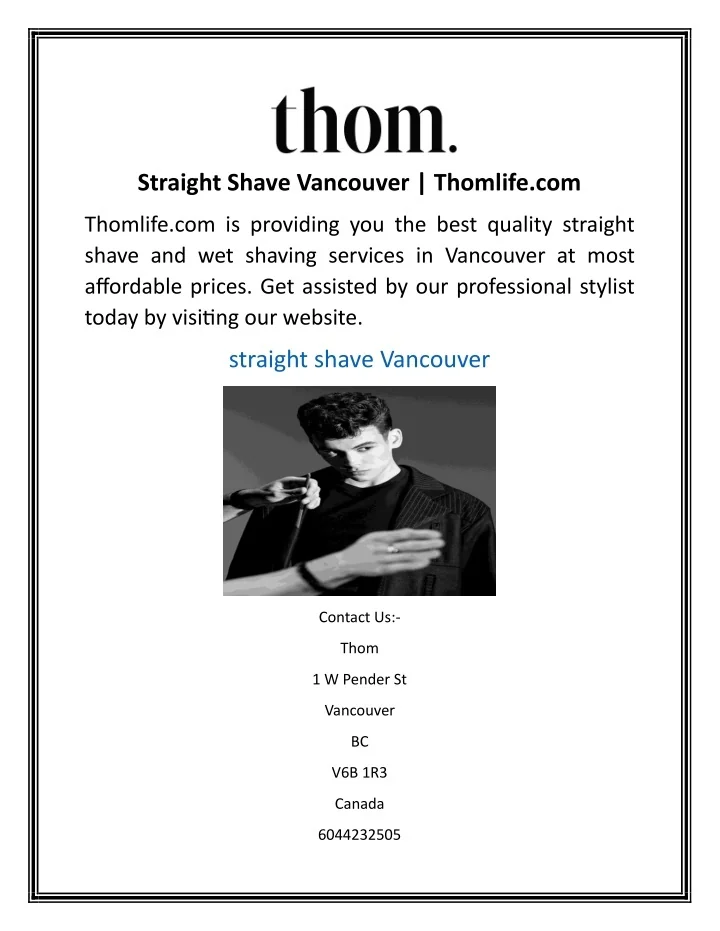 PPT Straight Shave Vancouver Thomlife PowerPoint Presentation