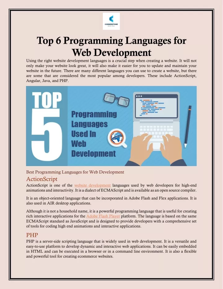 PPT - Top 6 Programming Languages for Web Development PowerPoint ...