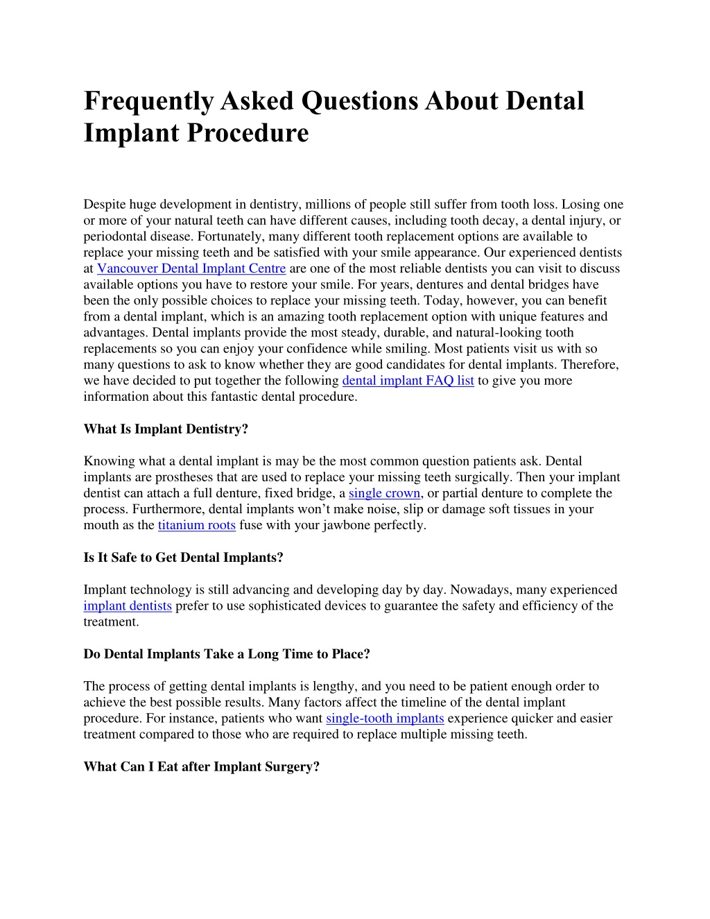 Ppt Frequently Asked Questions About Dental Implant Procedure Powerpoint Presentation Id 5936