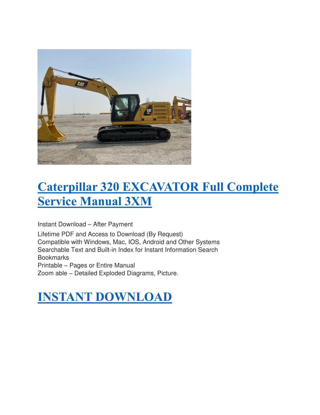 PPT - Caterpillar 320 EXCAVATOR Full Complete Service Manual 3XM ...