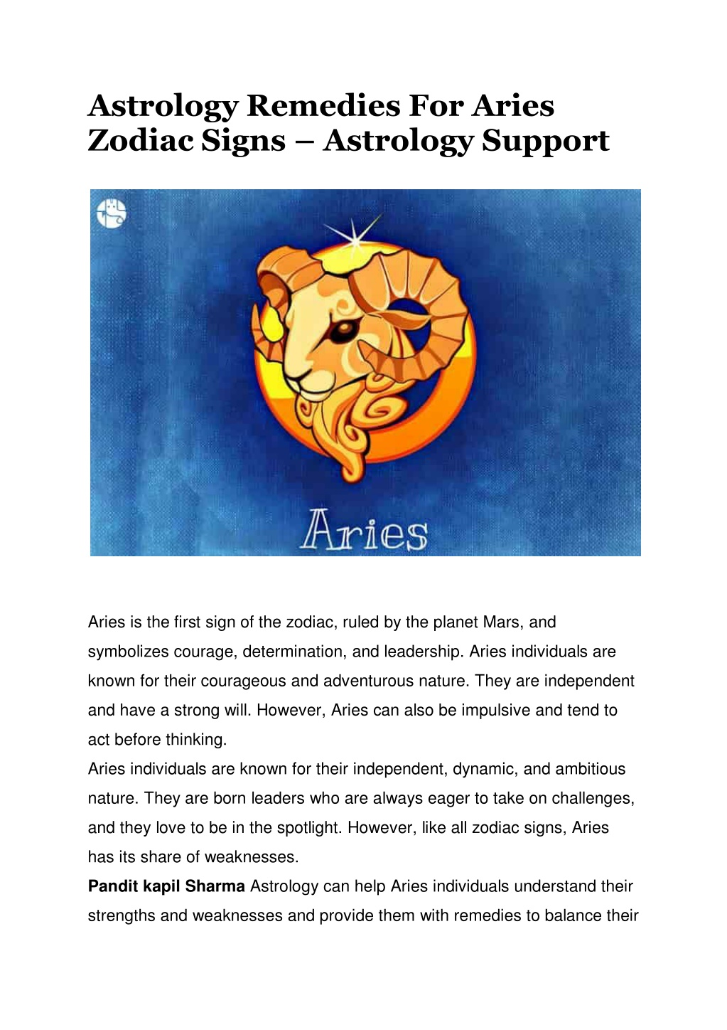 Astrology Remedies For Aries Zodiac Signs L 