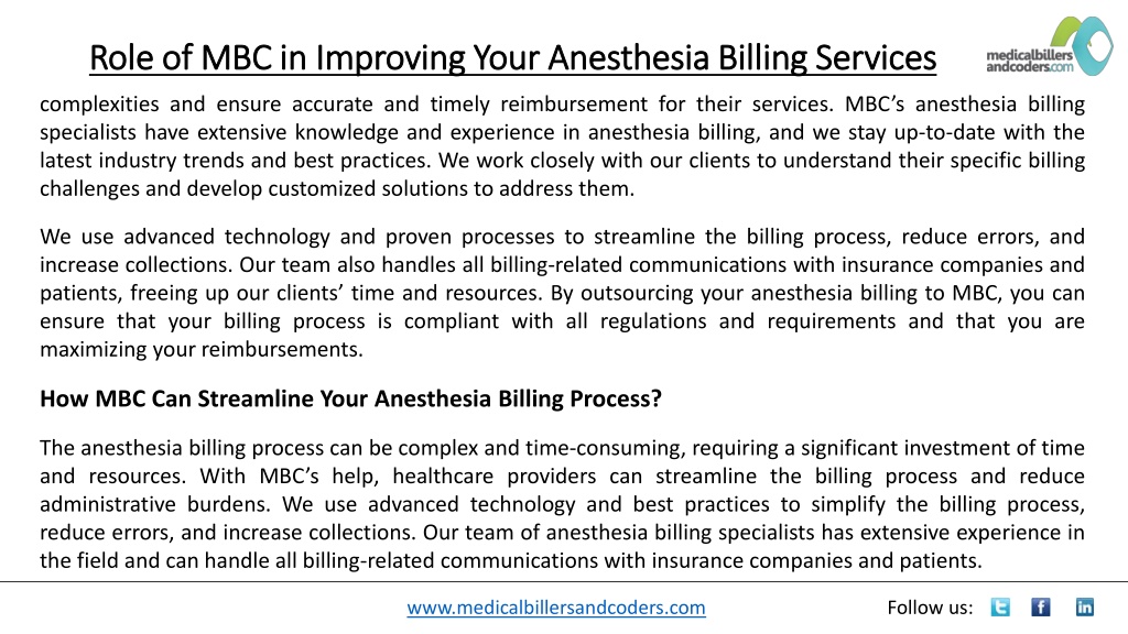 PPT - Role of MBC in Improving Your Anesthesia Billing Services ...