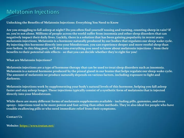 PPT - Melatonin Injections PowerPoint Presentation, free download - ID ...