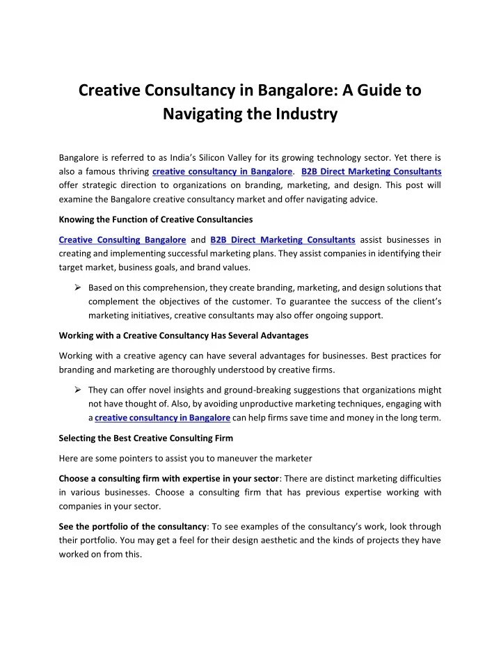PPT Creative Consultancy in Bangalore A Guide to Navigating the