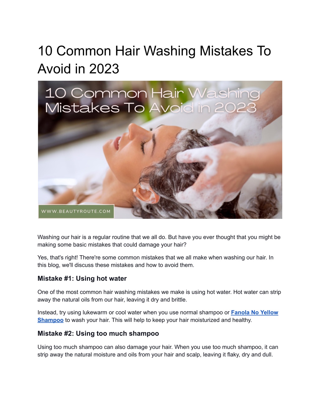 Ppt Common Hair Washing Mistakes To Avoid In Powerpoint