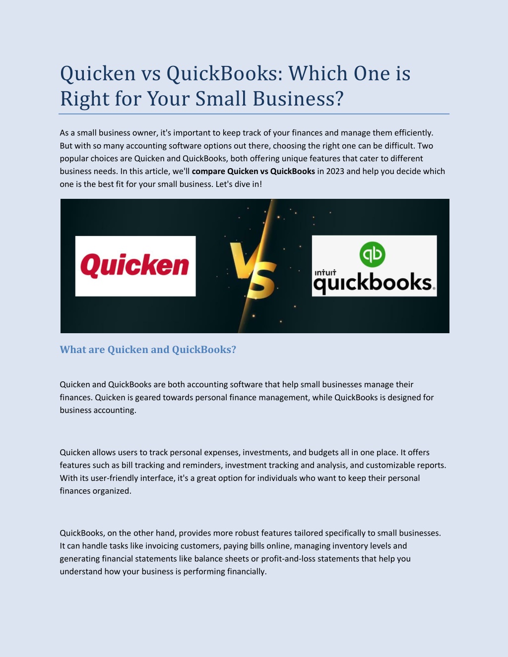 PPT - Quicken Vs QuickBooks- Which One Is Right For Your Small Business ...