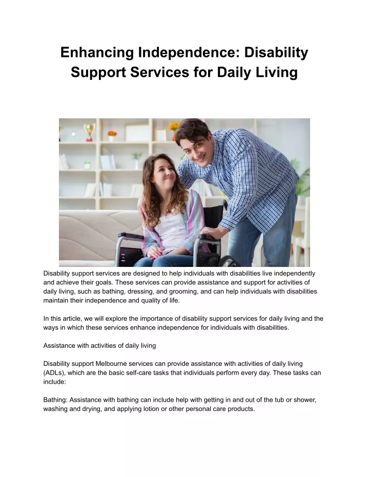 Enhancing Independence Disability Support N 