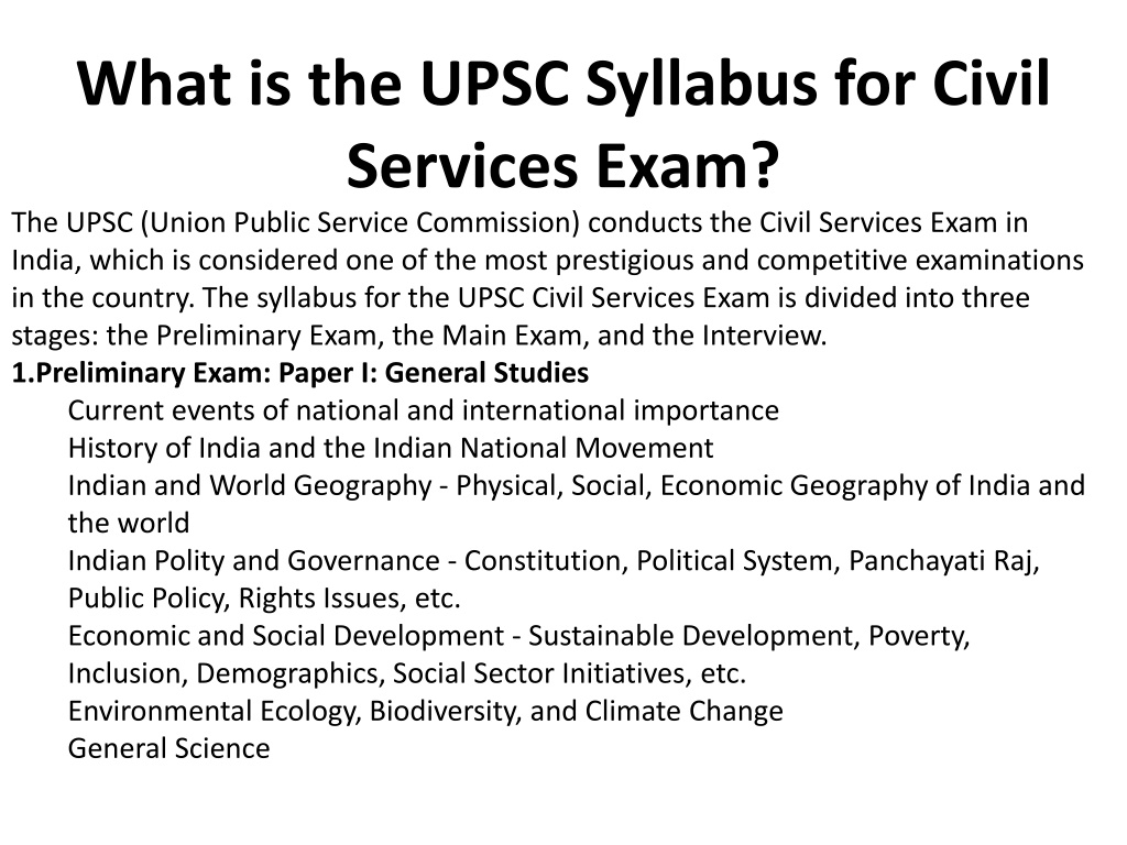 Ppt What Is The Upsc Syllabus For Civil Services Exam Powerpoint Presentation Id12138973 7377