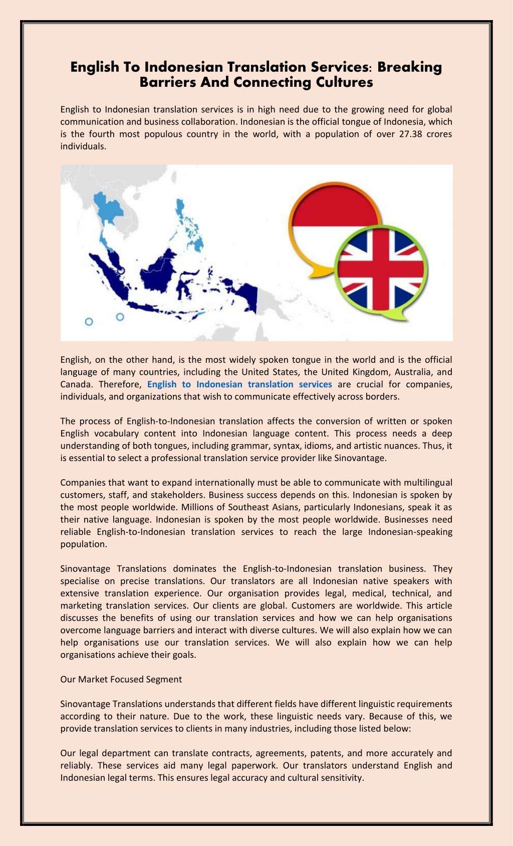 ENGLISH TO INDONESIAN TRANSLATION AGENCY English To Indonesian