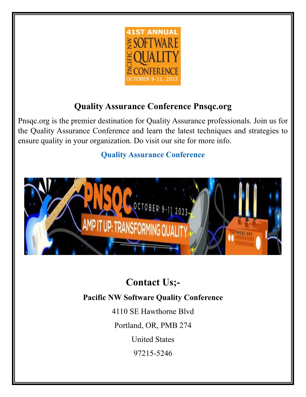 PPT Quality Assurance Conference PowerPoint Presentation