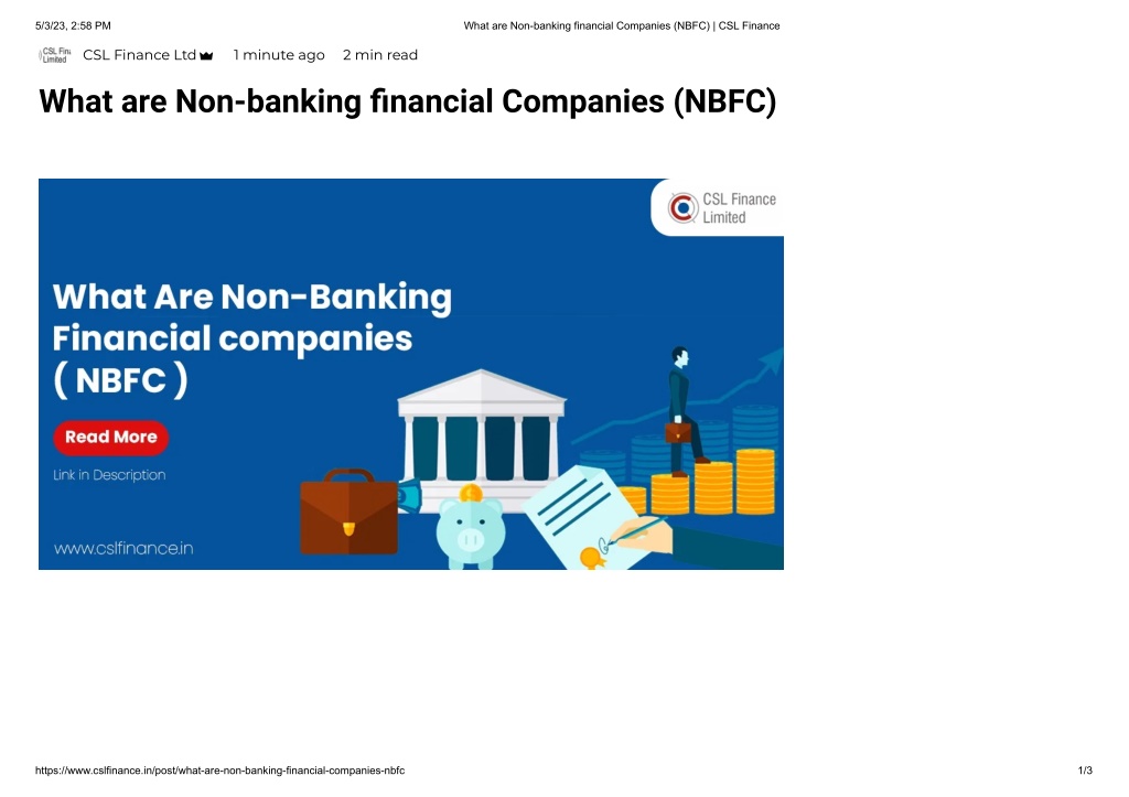 PPT - What Are Non-banking Financial Companies (NBFC) _ CSL Finance ...