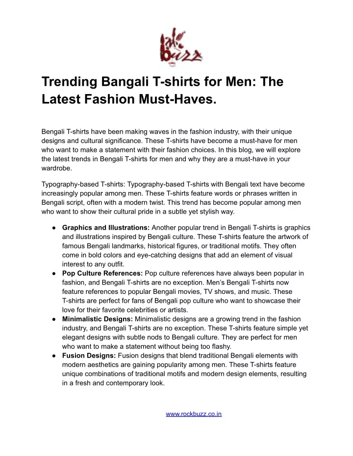 PPT - Trending Bangali T-shirts for Men The Latest Fashion Must-Haves ...