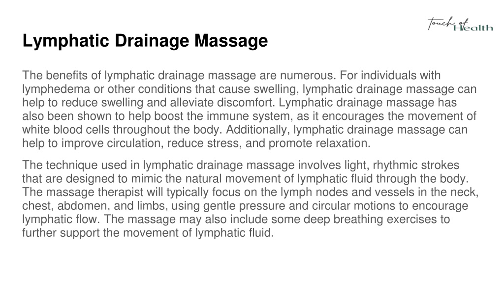 Ppt Lymphatic Drainage Massage Powerpoint Presentation Free Download Id 12142932