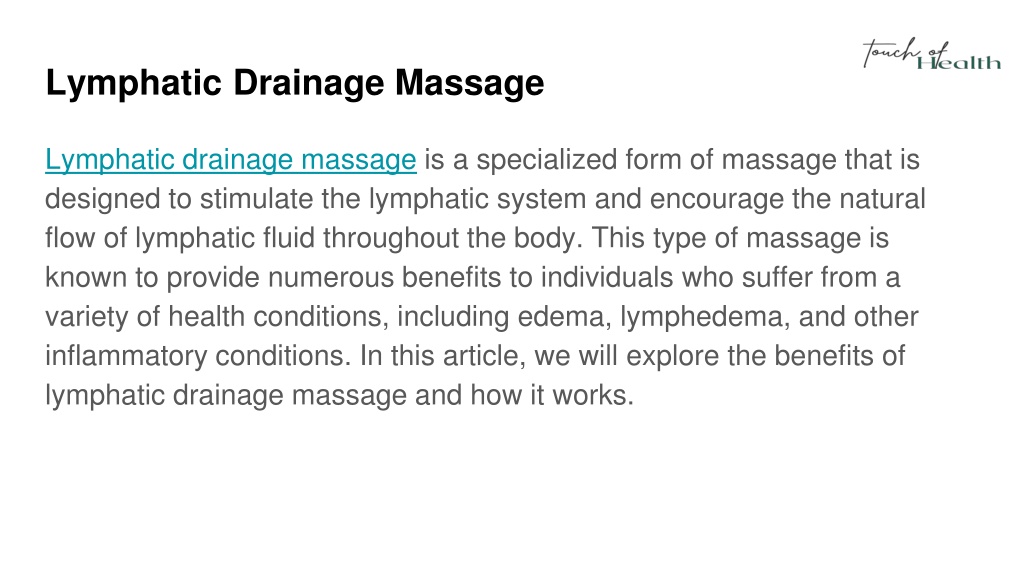 Ppt Lymphatic Drainage Massage Powerpoint Presentation Free Download Id12142932
