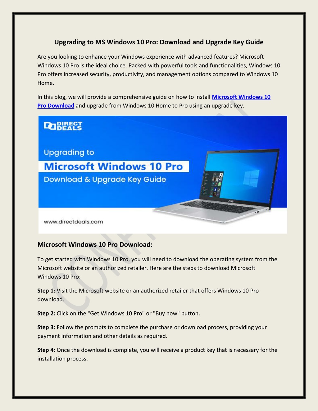 Ppt Upgrading To Ms Windows 10 Pro Download And Upgrade Key Guide