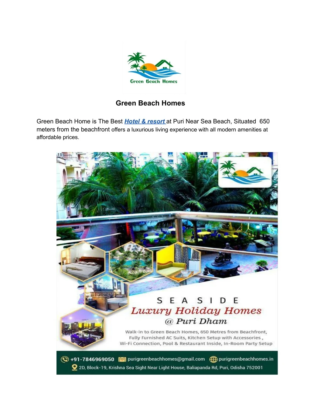 PPT Best Places to Stay in Puri Green Beach Homes PowerPoint