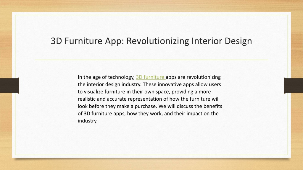 PPT - 3D Furniture App: Revolutionizing Interior Design PowerPoint