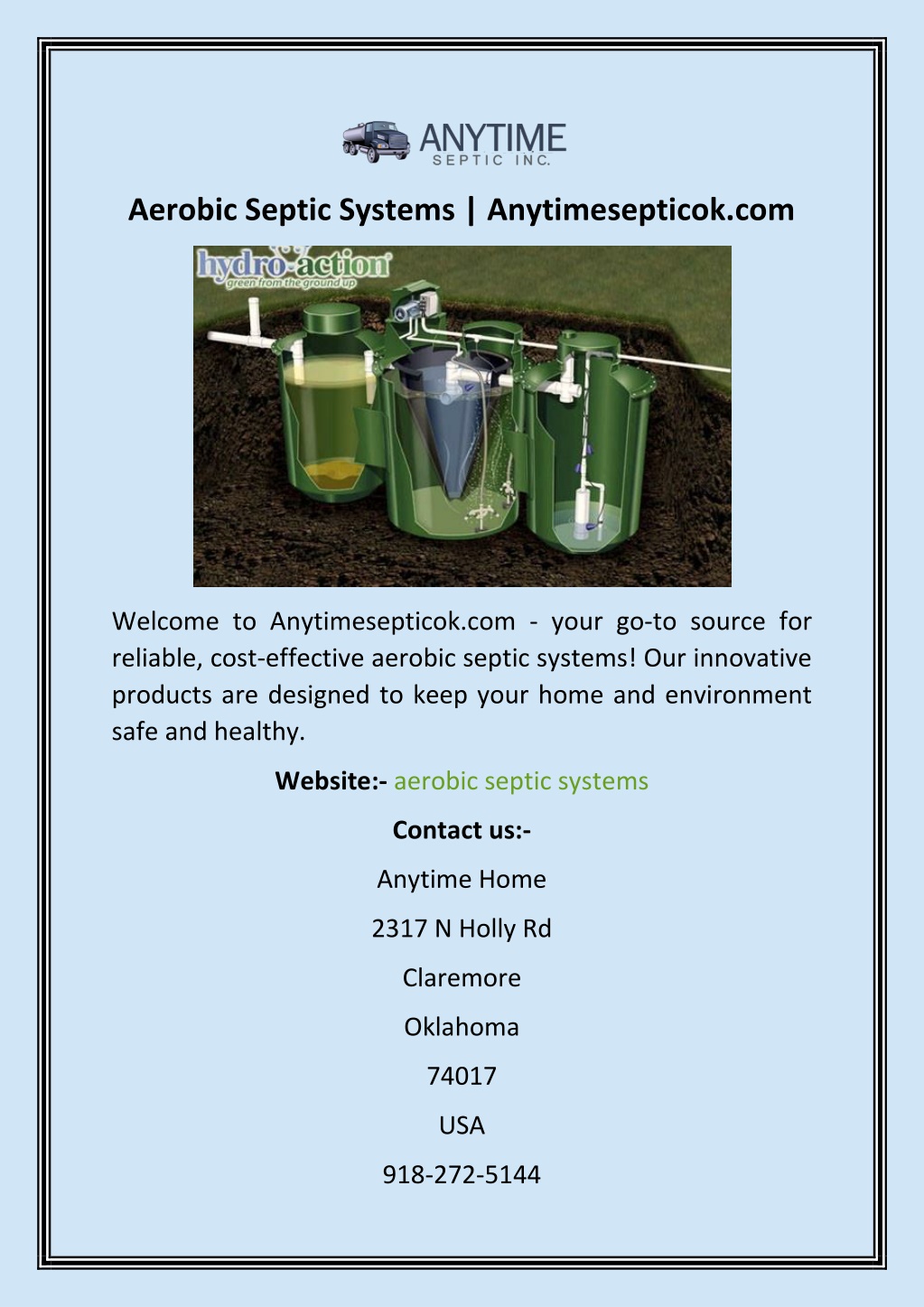 Ppt Aerobic Septic Systems Anytimesepticok Powerpoint Presentation Free Download Id