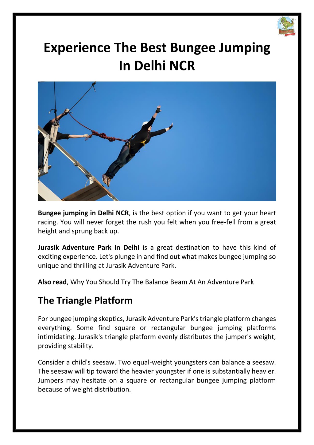 PPT - Experience The Best Bungee Jumping In Delhi NCR PowerPoint ...