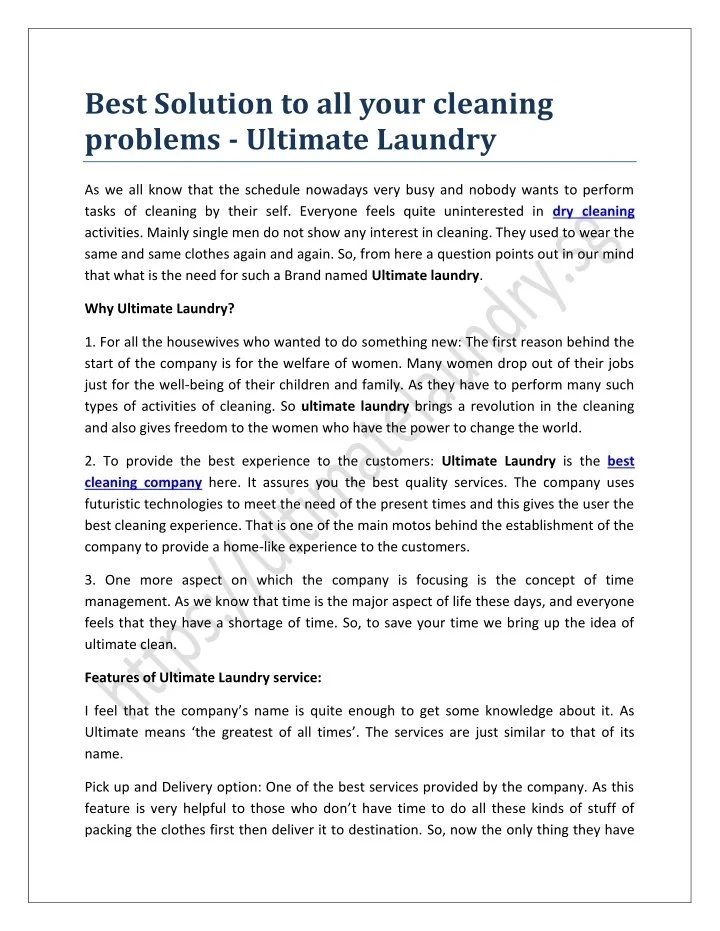 PPT Best Solution to all your cleaning problems Ultimate Laundry