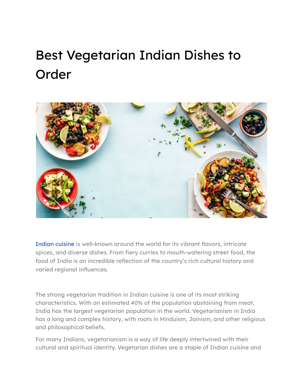 Best Vegetarian Indian Dishes To Order